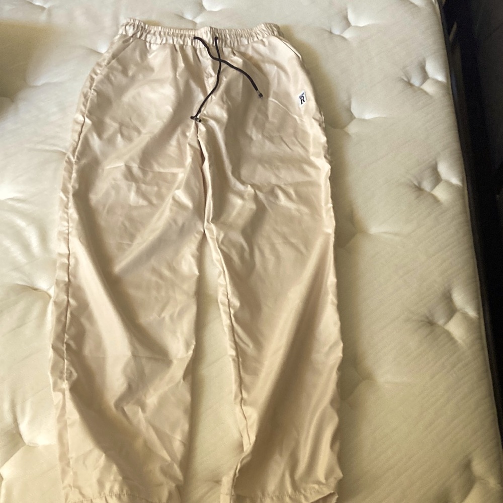 Creme polyester sweatpants